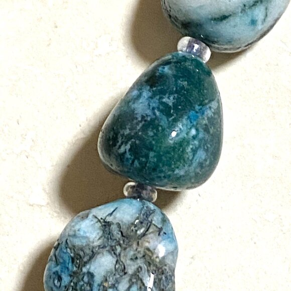 2/$20, Natural Teal Tree Agate Necklace, Genuine Gemstone Lariat Cord Necklace - Picture 9 of 13
